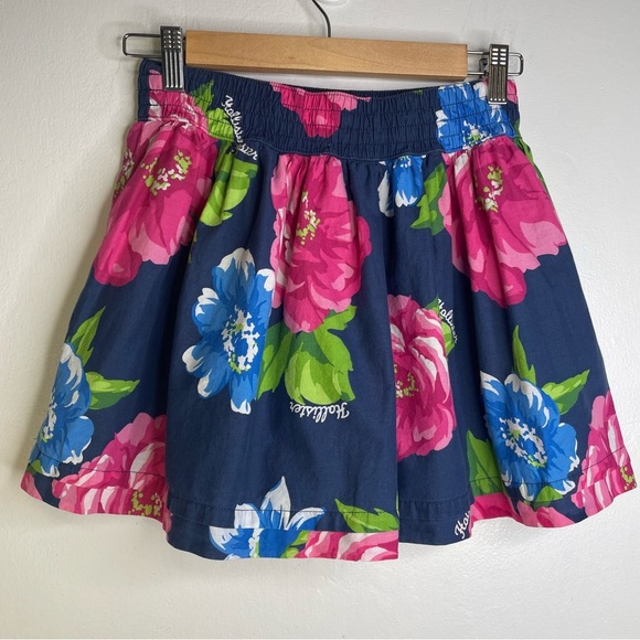 Hollister Skirt SZ S Navy Blue Summer Floral Mini Boho Cotton - Picture 3 of 15